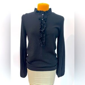 BODEN Black Button Front Merino Sweater, size US 6.